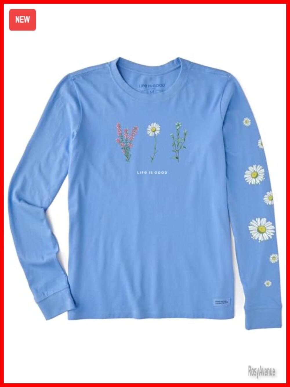 Long Sleeve Cotton Graphic T-Shirt Crew Neck Floral Casual Tee